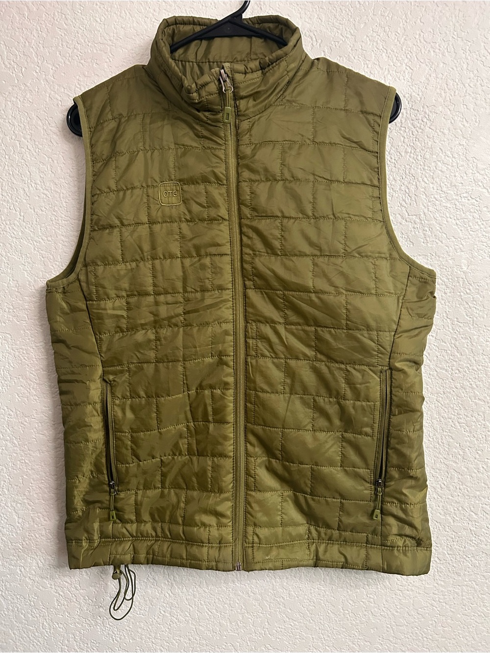 OTB Olive Quilted Men's Vest with Zip Pockets